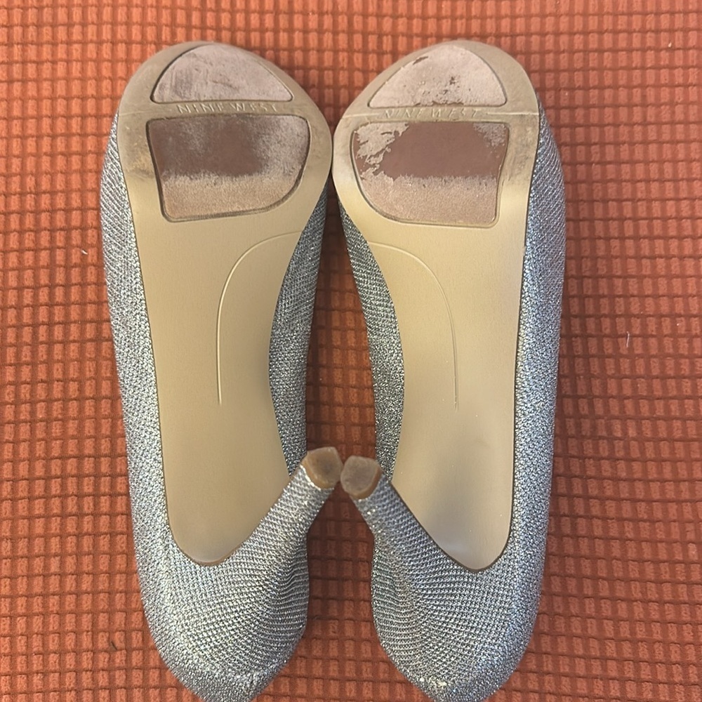 Nine West Silver Open Toe Platform Heels - Picture 4 of 13